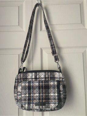 Vera Bradley Mini Carson shoulder bag in Cozy Plaid Neutral pattern